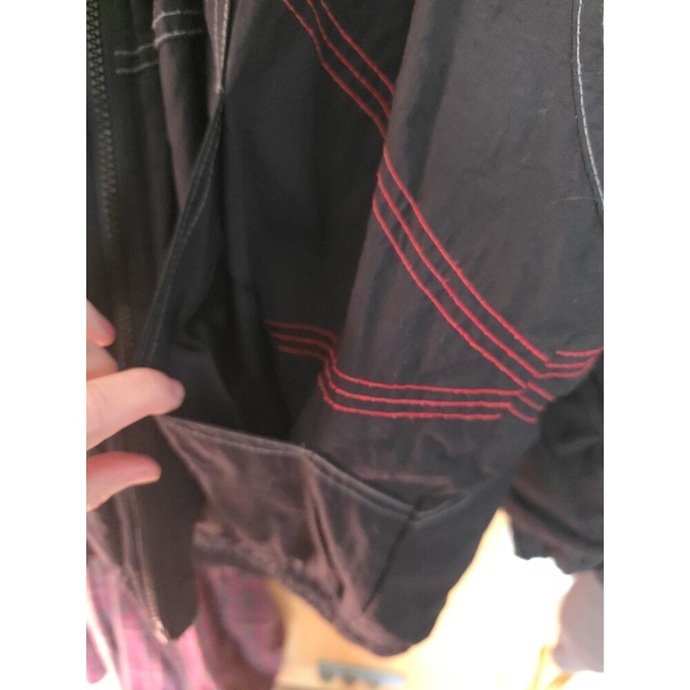 Starter Chicago Blackhawks NHL Full Zip Hooded Jacket XL Black Red Stitching - Picture 5 of 10